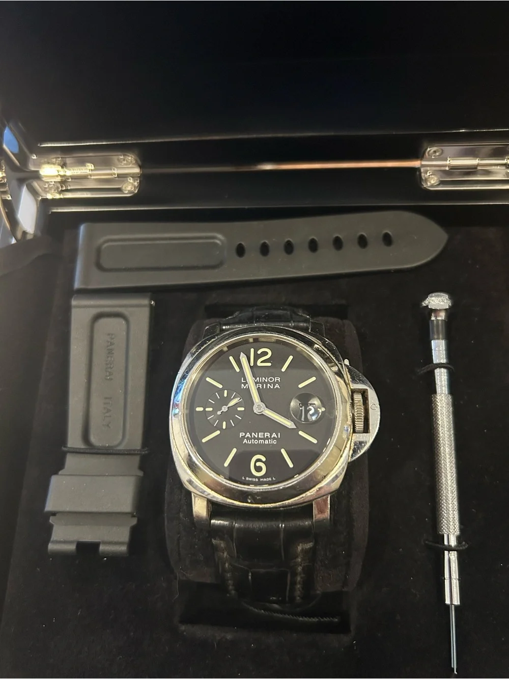 Panerai Luminor Marina Black Dial with Black Straps